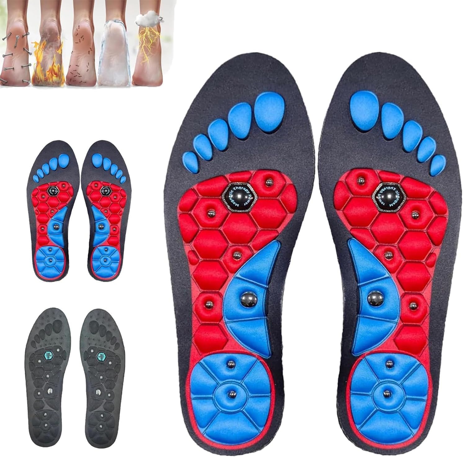 Magnetic Foot Relief Insoles - Unisex Sizes 8-11