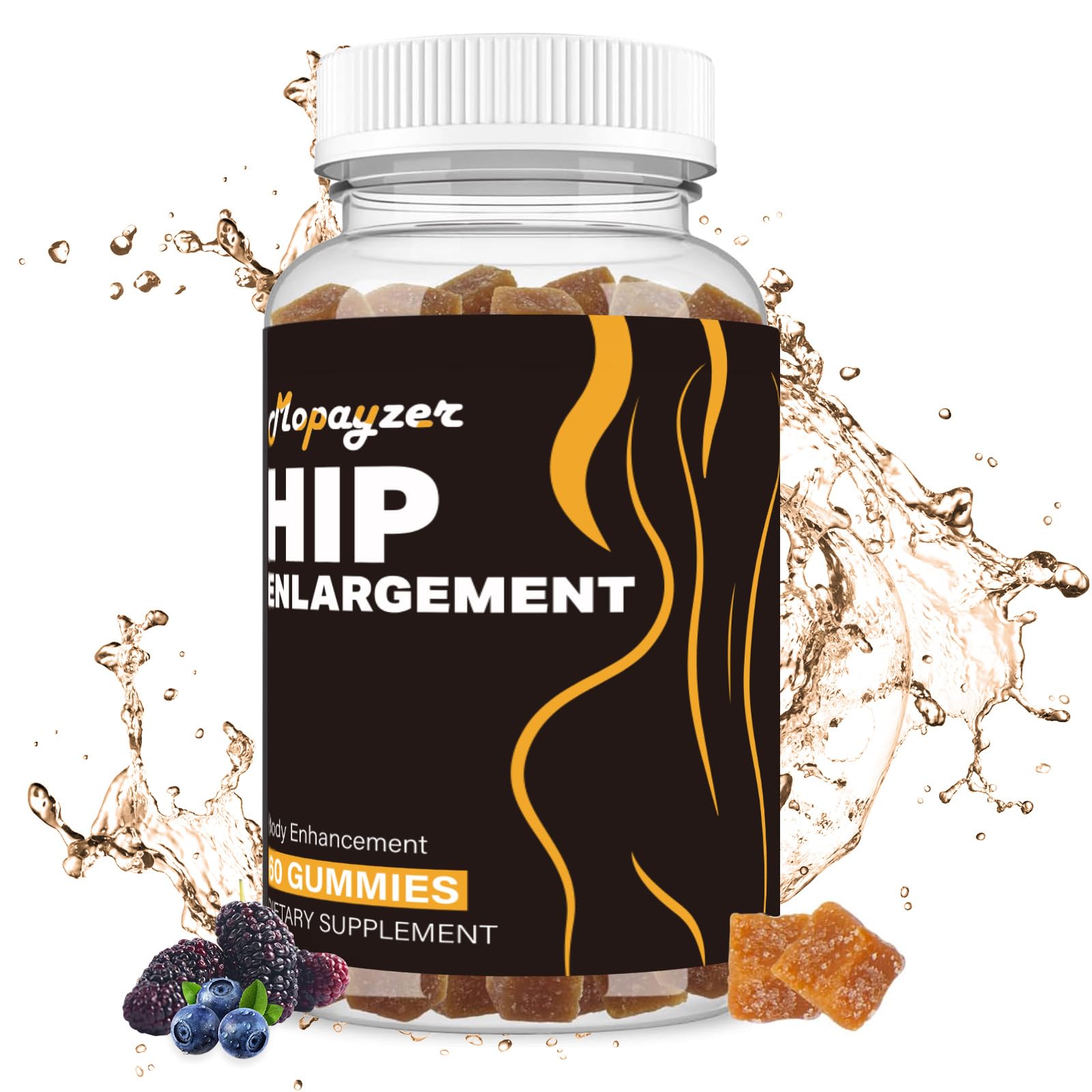 mopayzer Booty Gummies for Big Butt and HIPS Bigger Butt Gummies for Natural Curves 1 PCS Bum Support Gummies Berry Flavored Women Support Supplement Boost Glute Growth Fenugreek 60 Count.
