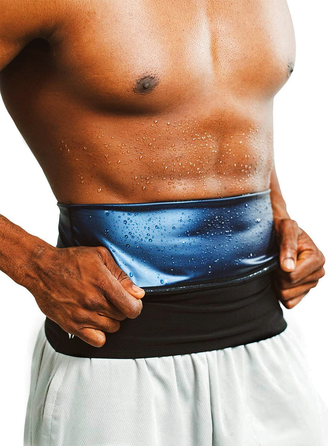 huiming Waist Trimmer for Men Waist Trainer Sauna Belt Neoprene-Free Waist Cincher Sauna Slimming Belt Sauna Sweat Workout Shaper (2X-Large/3X-Large) Black