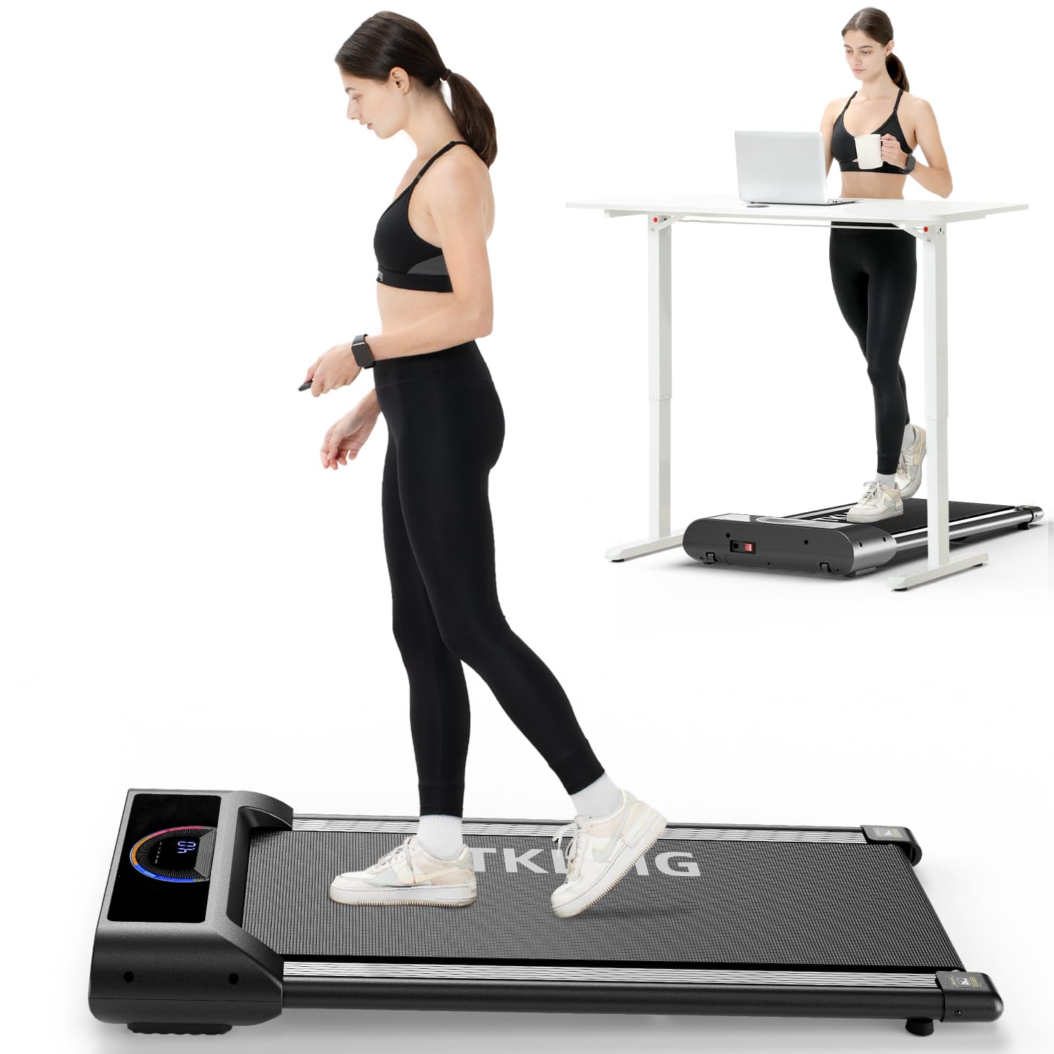 EGORUN Home Office Walking Pad - Portable, Remote-Controlled with LED